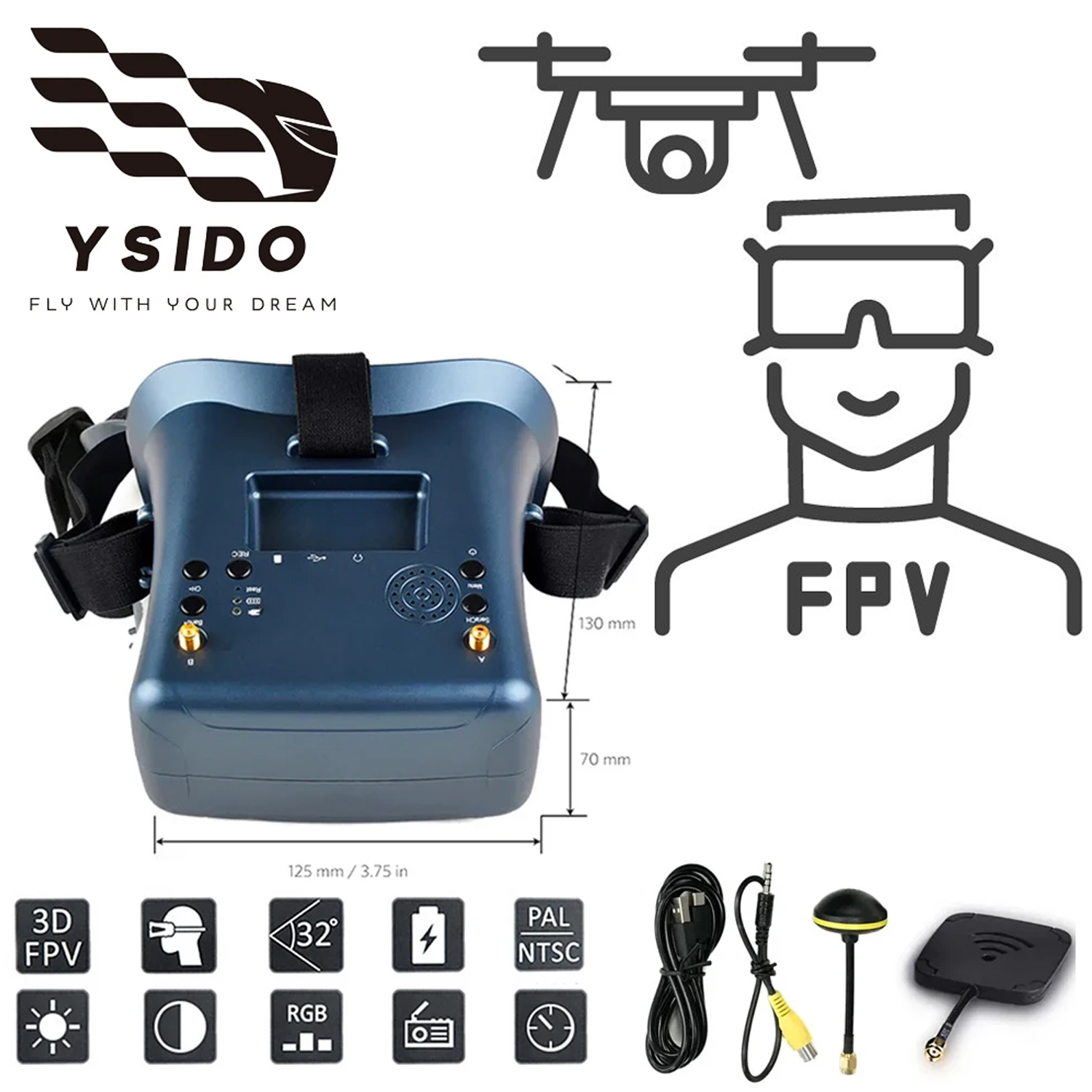 FPV Goggles 008D 5.8G 40CH 4.3 - đánh giá và giá Drone Racing Goggles